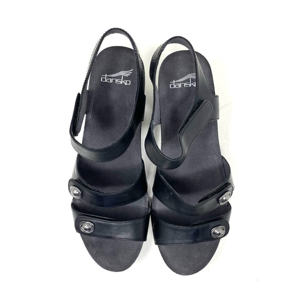 Dansko SAVANNAH BLACK WAXY BURNISHED Sandals - Picture 5 of 7